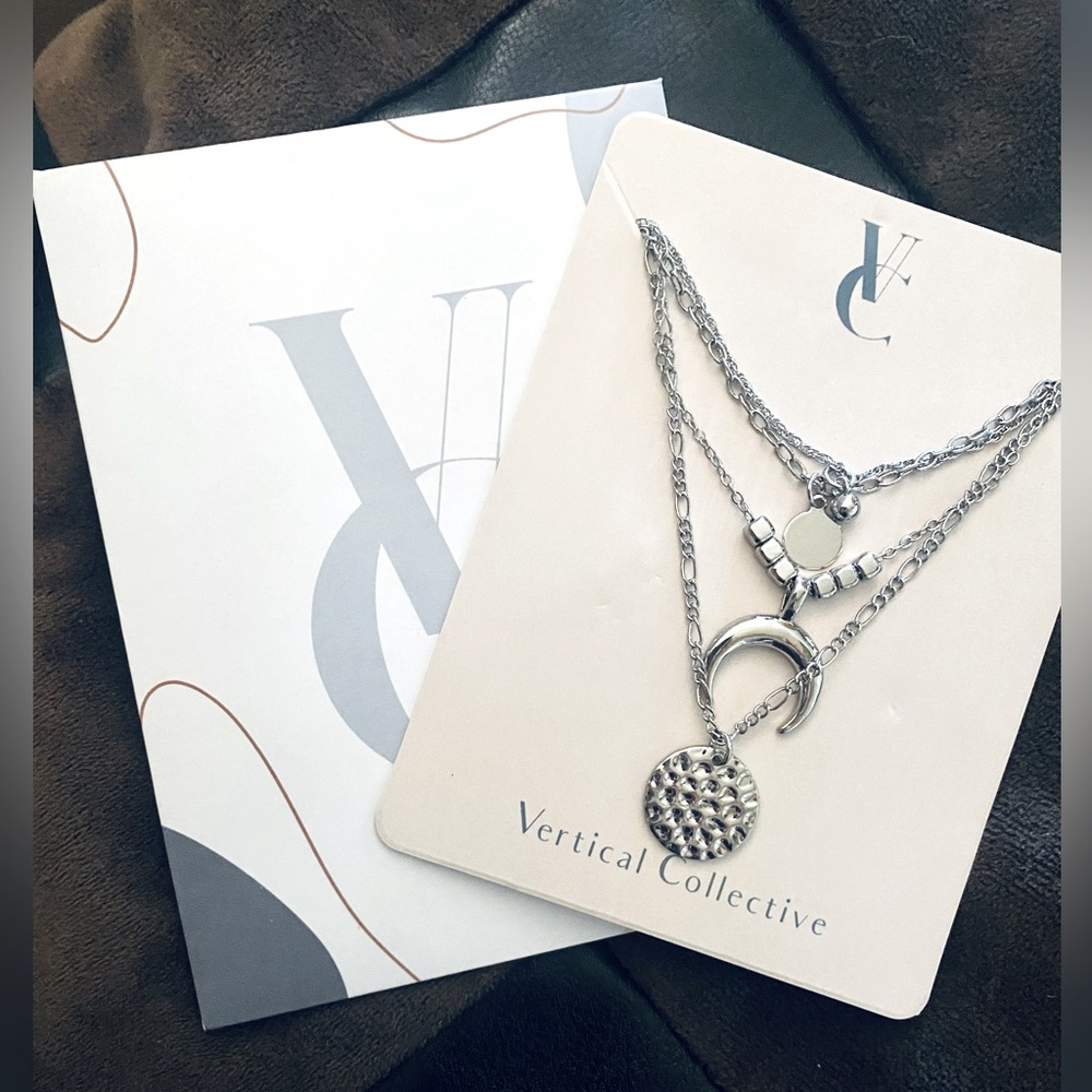 The Vertical Collective Celestial Silver Lariat Necklace NEW